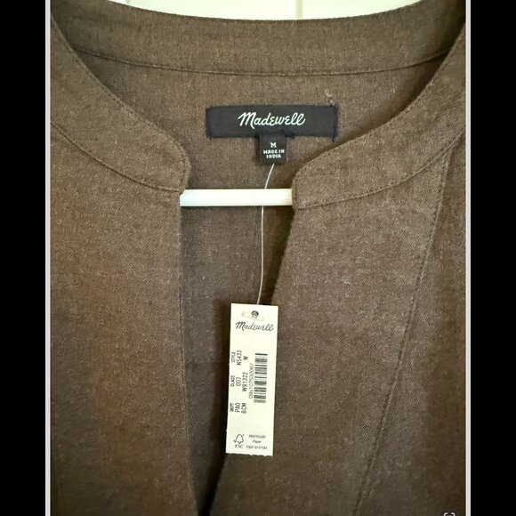NWT Madewell Top in Pinstripe Flannel in Bitter Chocolate Melange | Size M - Picture 6 of 6